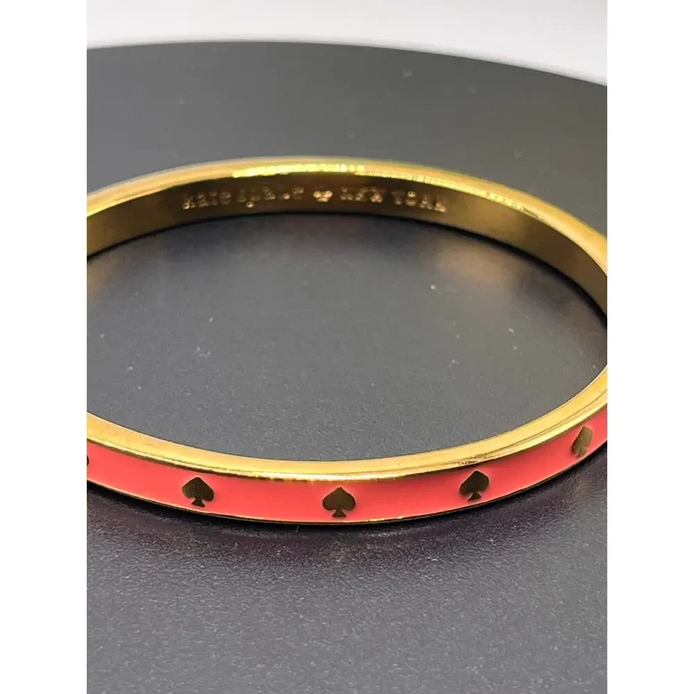 Kate Spade New York Pink‎ Enamel Golf Spades Bangle Bracelet Spot The Spade - Picture 2 of 7